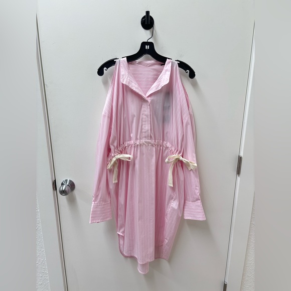 NWT Edition 10 Light Pink Striped Dress with Sailor Collar and Cold Shou… - Picture 1 of 6
